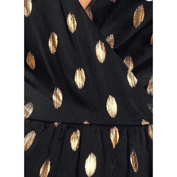 NWT Lulus XL Galaxy Lights Black and Gold Polka Dot Sleeveless Maxi Dress - Picture 10 of 14